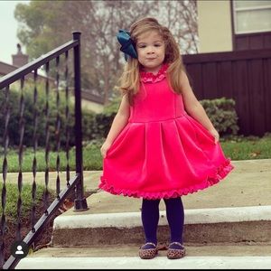 Hot Pink Velvet Ruffle Dress Sz 4t